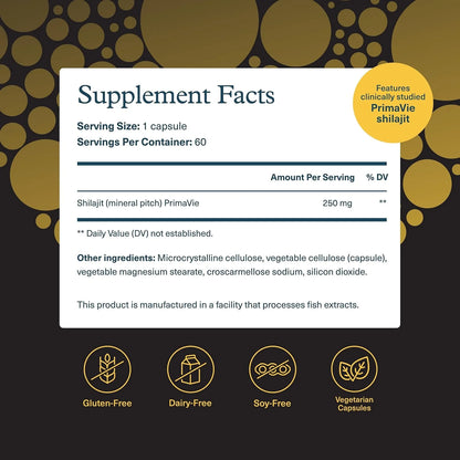 Youtheory Men'S Shilajit - 250 Mg Shilajit Capsules - Energy Supplement - Supports Stamina & Endurance* - Gluten, Dairy & Soy Free - 60 Veg Capsules