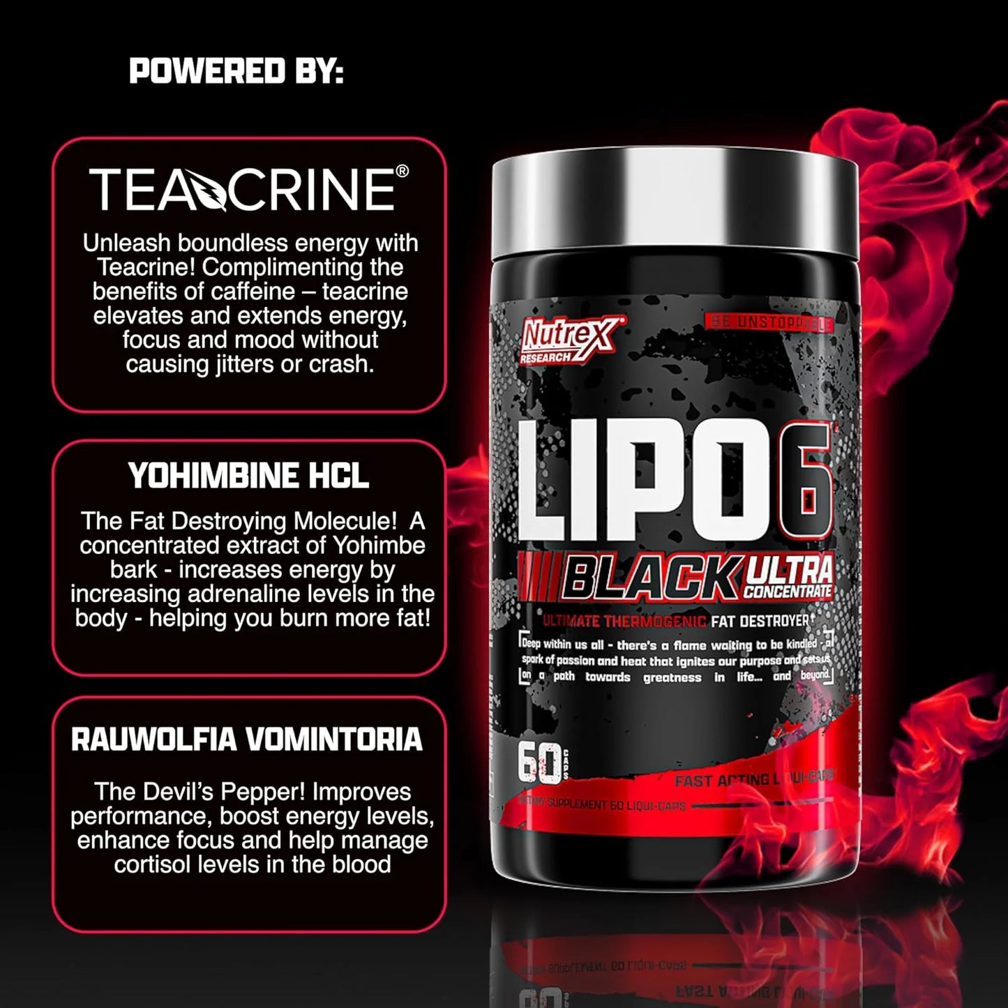 Nutrex Research Lipo-6 Black Ultra Concentrate | Thermogenic Energizing Fat Burner Supplement, Increase Weight Loss, Energy & Intense Focus |Capsule, 60Count