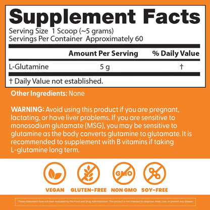 Doctors Best Pure L-Glutamine Powder, Supports Muscle Mass & Strength, Non-Gmo, Gluten Free, Soy Free, Vegan Net Wt. 10.6 Oz (300 Grams)